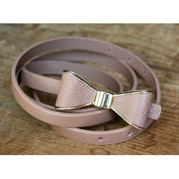 Hot Tan Brown couro genuíno Bow Belt médio designer ouro XS vestido bonito mulheres